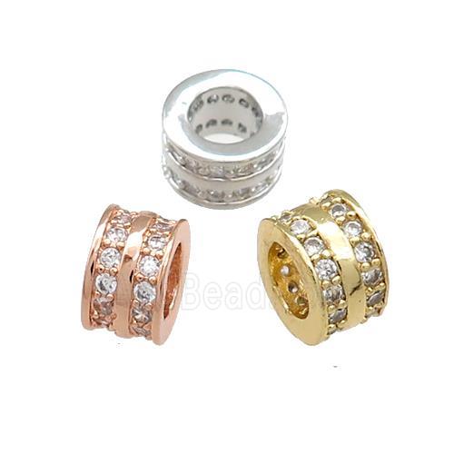 Copper Heishi Beads Pave Zircon Large Hole Mixed