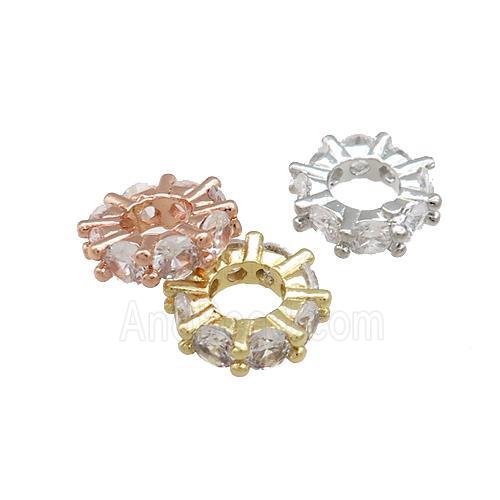 Copper Heishi Beads Pave Zircon Rondelle Mixed