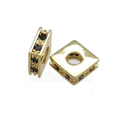Copper Square Beads Pave Zircon Gold Plated