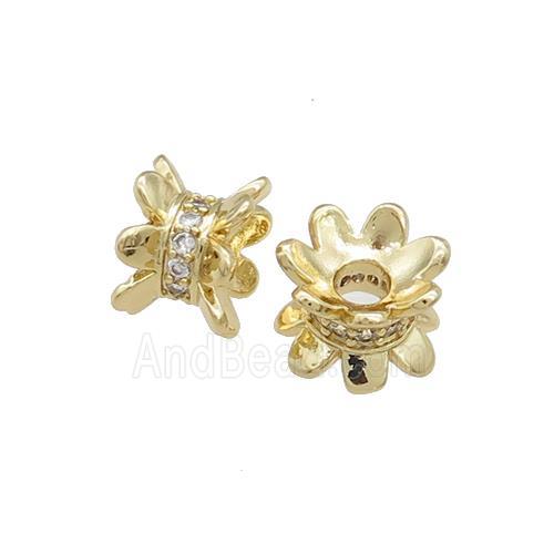 Copper Beadcaps Pave Zircon Double Gold Plated