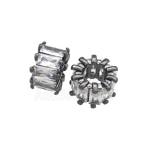 Copper Tube Beads Pave Zircon Black Plated