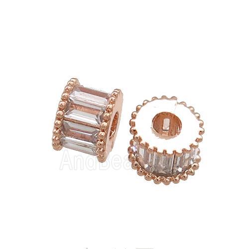 Copper Tube Beads Pave Zircon Rose Gold