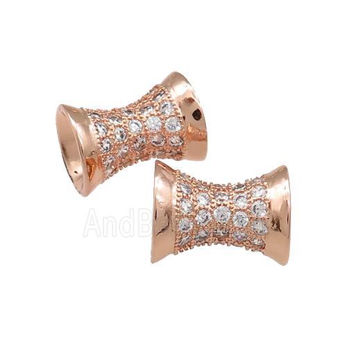 Copper Bamboo Beads Pave Zircon Rose Gold