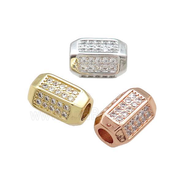 Copper Tube Beads Pave Zircon Mixed