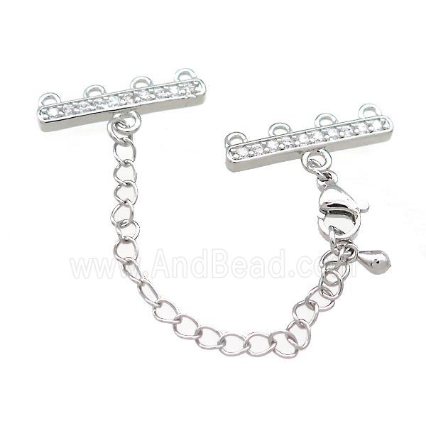 Copper CordEnd Pave Zircon Platinum Plated