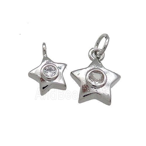 Copper Star Pendant Pave Zircon Platinum Plated