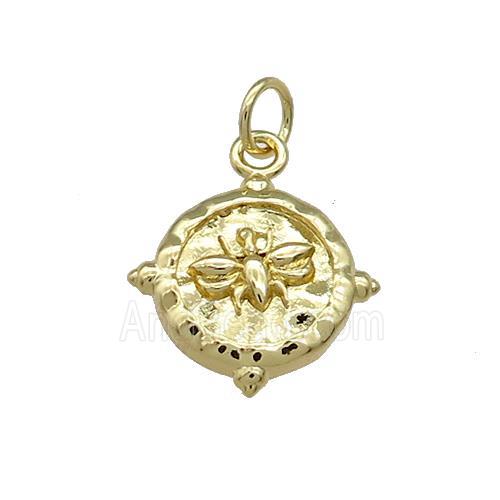 Copper Honeybee Charms Pendant Hammered Gold Plated