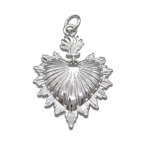 Copper Sacred Heart Pendant Platinum Plated