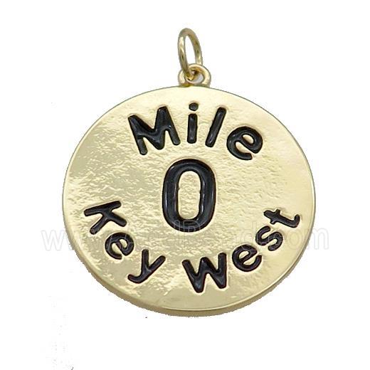Copper Circle 0Mile Key West Black Enamel Gold Plated