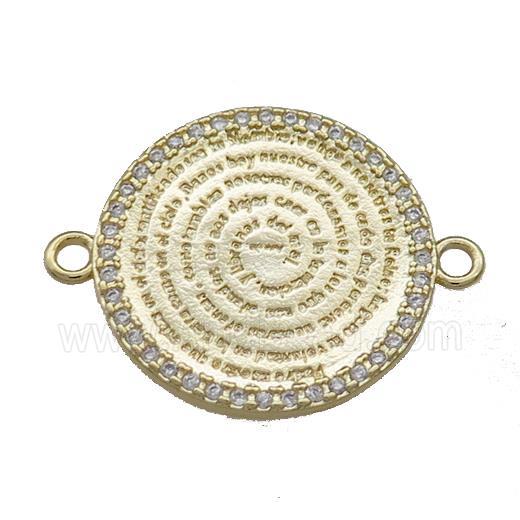 Copper Circle Prayer Connector Pave Zircon Religious Gold Plated