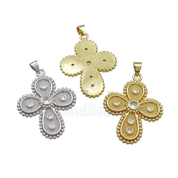 Copper Cross Pendant Pave Zircon Mixed