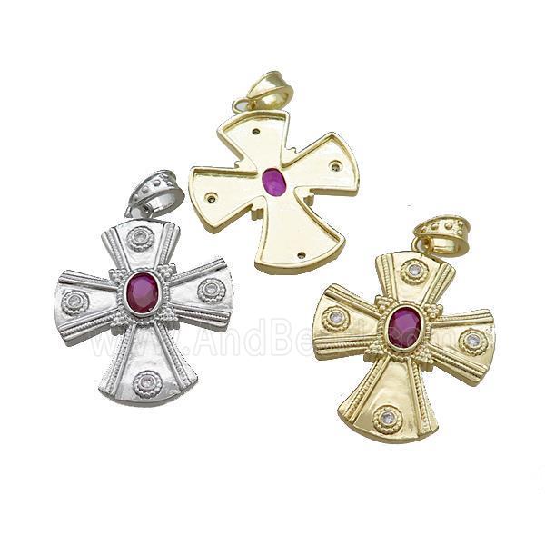 Copper Cross Pendant Pave Zircon Mixed