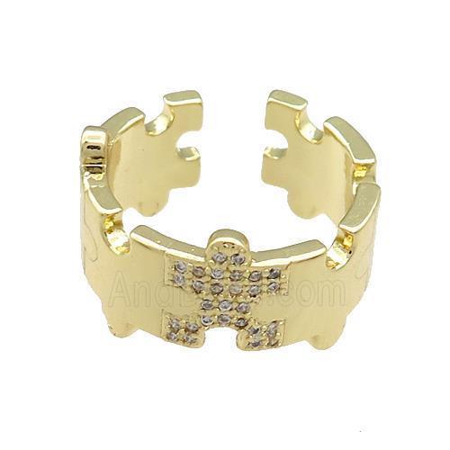 Copper Rings Pave Zircon Gold Plated