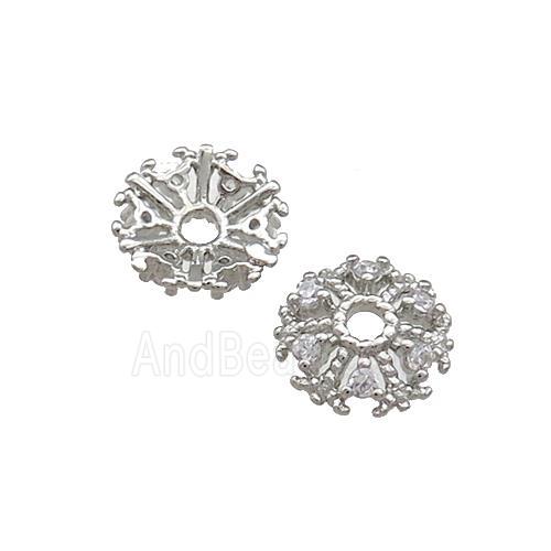 Copper Beadcaps Pave Zircon Platinum Plated