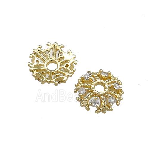 Copper Beadcaps Pave Zircon Gold Plated