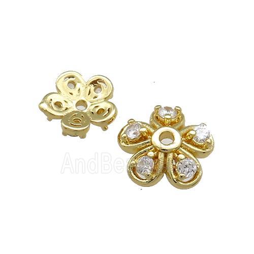 Copper Beadcaps Pave Zircon Gold Plated