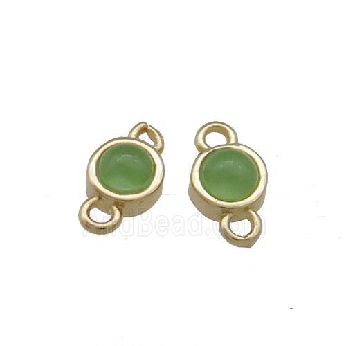 Copper Connector Pave Dye Jade Circle Gold Plated