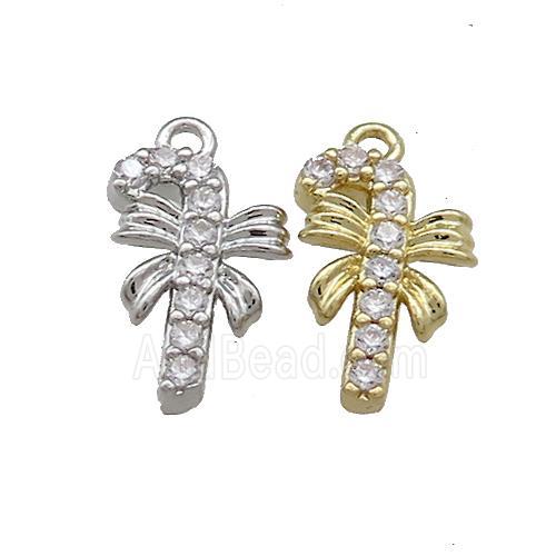 Christmas Candy Cane Copper Pendant Pave Zircon Mixed