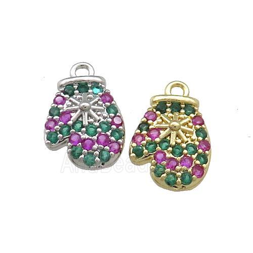 Christmas Mittens Copper Pendant Pave Zircon Mixed