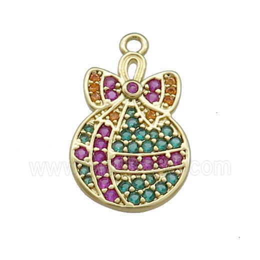 Christmas Gift Charms Copper Pendant Pave Zircon Gold Plated