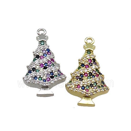 Christmas Tree Charms Copper Pendant Pave Zircon Mixed