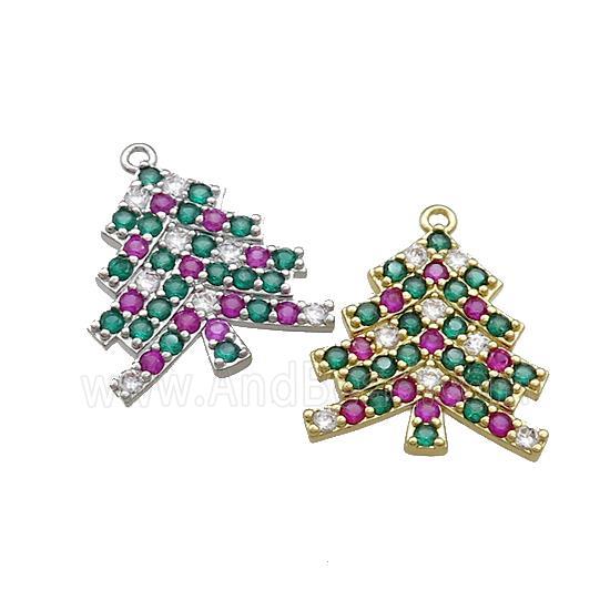 Christmas Tree Charms Copper Pendant Pave Zircon Mixed