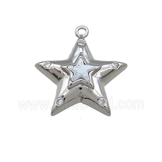 Copper Star Pendant Pave Zircon Platinum Plated