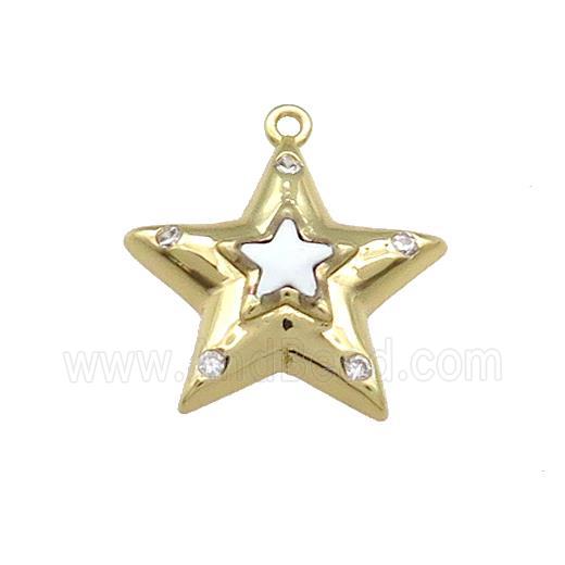 Copper Star Pendant Pave Zircon Gold Plated