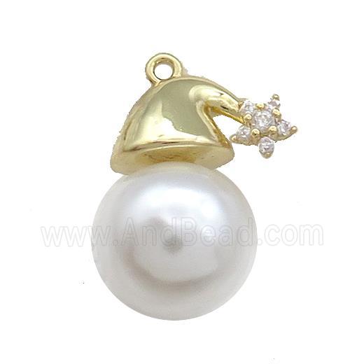 Christmas Snowman Charms Copper Pendant Pave Zircon Pearlized Resin Gold Plated