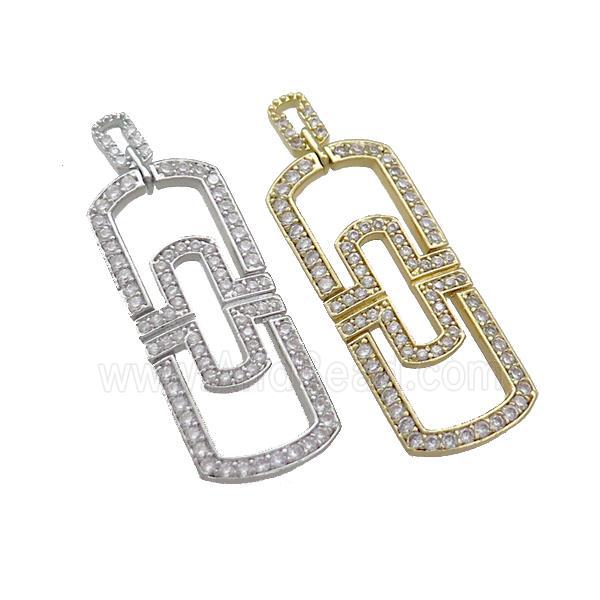 Copper Rectangle Pendant Pave Zircon Mixed