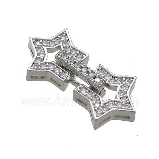 Copper Star Clasp Pave Zircon Platinum Plated