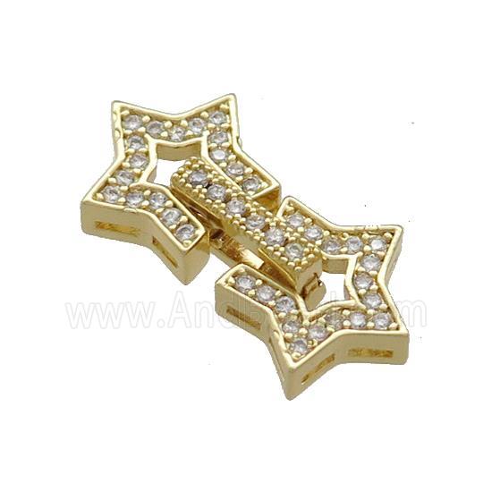 Copper Star Clasp Pave Zircon Gold Plated
