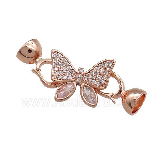 Copper Butterfly Clasp Pave Zircon Rose Gold