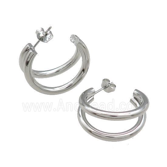 Copper Stud Earrings Platinum Plated