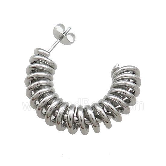 Copper Stud Earrings Coiled Wire Wrapped Platinum Plated