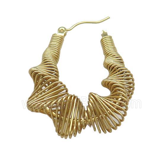 Copper Latchback Earrings Coiled Wire Wrapped Gold Plated