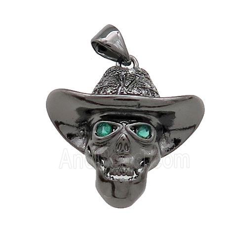 Copper Skull Pendant Pave Zircon Black Plated