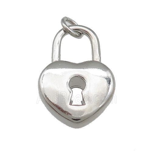 Copper Lock Pendant Heart Platinum Plated