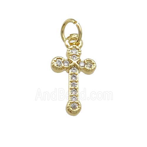 Copper Cross Pendant Pave Zircon Gold Plated