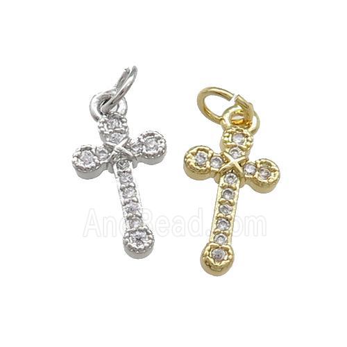 Copper Cross Pendant Pave Zircon Mixed