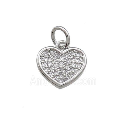 Copper Heart Pendant Pave Zircon Platinum Plated