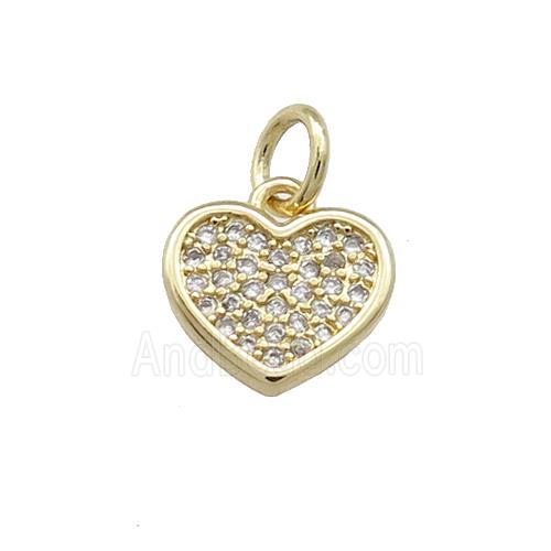 Copper Heart Pendant Pave Zircon Gold Plated