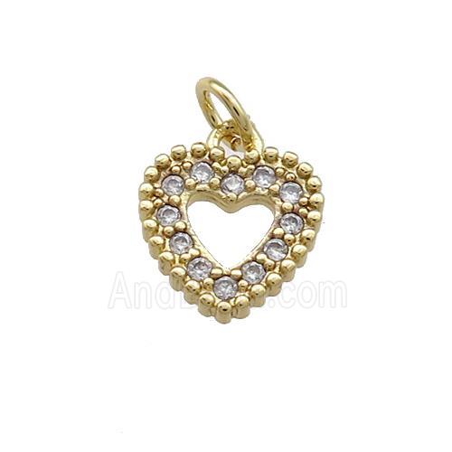 Copper Heart Pendant Pave Zircon Gold Plated