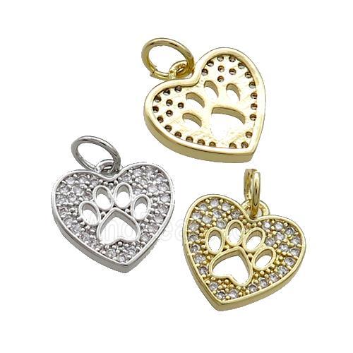 Copper Heart Pendant Pave Zircon Paw Mixed