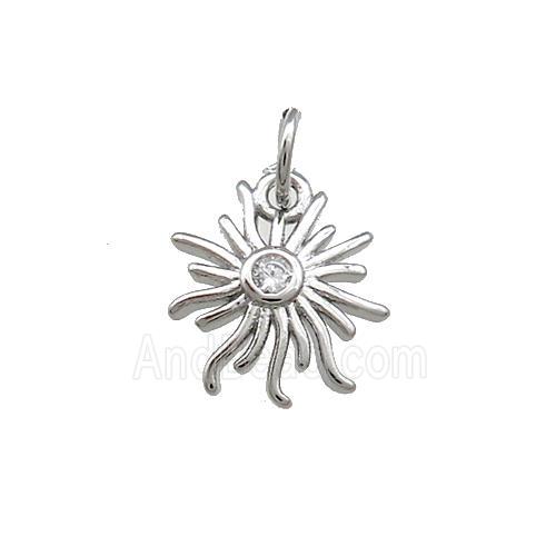 Copper Sun Charms Pendant Pave Zircon Platinum Plated