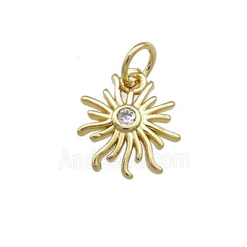 Copper Sun Charms Pendant Pave Zircon Gold Plated