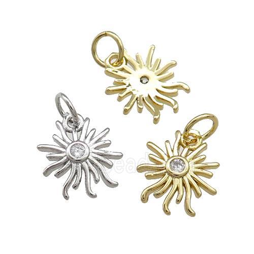Copper Sun Charms Pendant Pave Zircon Mixed