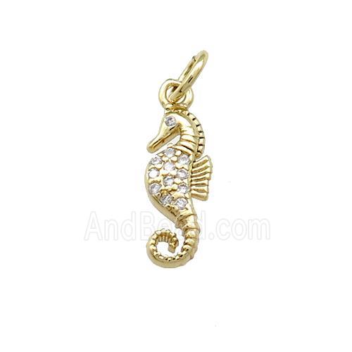 Copper Seahorse Charms Pendant Pave Zircon Gold Plated