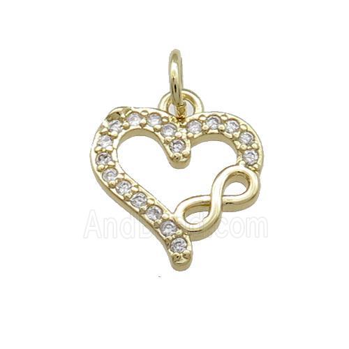 Copper Heart Pendant Pave Zircon Infinity Gold Plated