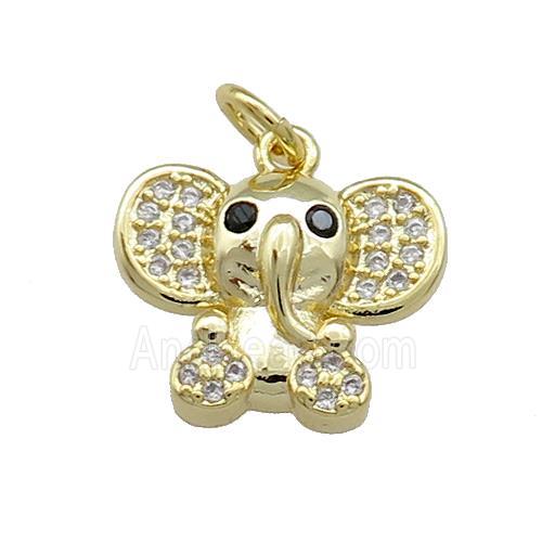 Copper Elephant Pendant Pave Zircon Gold Plated